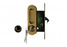 Ручки для раздвижных дверей с замочным механизмом A-KO1/O2-V1AB античная бронза; защелка, фиксатор, ключ