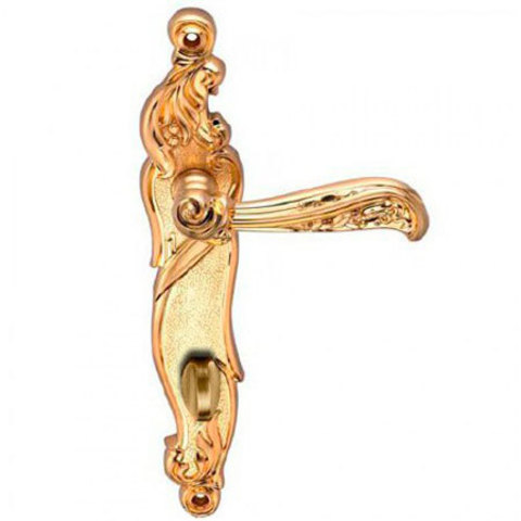Ручки дверные на длинной планке RIZO S. GOLD (CL) матовое золото под ключ. цилиндр