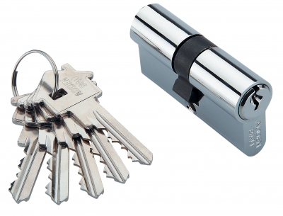 Цилиндры ключ-ключ CYL 5-60 KEY CHROME Хром; ключ-ключ