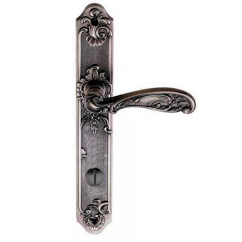 Ручки дверные на длинной планке FLOR BL. SILVER (CL) черненое серебро под ключ. цилиндр