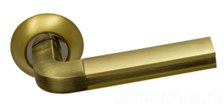 Ручки дверные на круглой розетке SILLUR 96 S.GOLD/BR золото матовое/антич. бронза
