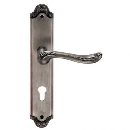 Ручки дверные на длинной планке ACANTO BL. SILVER (CL) черненое серебро под ключ. цилиндр