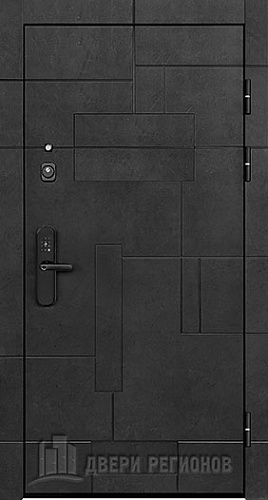 Дверь входная Флагман Доминион, цвет Бетон черный, панель - trend цвет grigio (ral 7015)