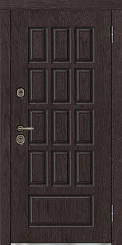 Дверь входная уличная Центурион Люкс, цвет английский орех, панель - aurum цвет аляска гладкая