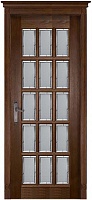 Дверь дуб Double Solid Wood Лондон-2 античный орех стекло