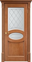Дверь массив сосны 26 ш орех 10% стекло