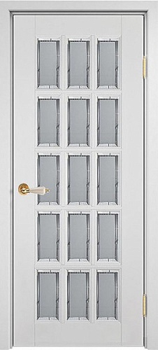 Дверь дуб Double Solid Wood Лондон-2 белая эмаль стекло